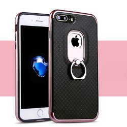 iPhone 7 Plus Aluminum Design Ring Holder Stand Case (Rose Gold)